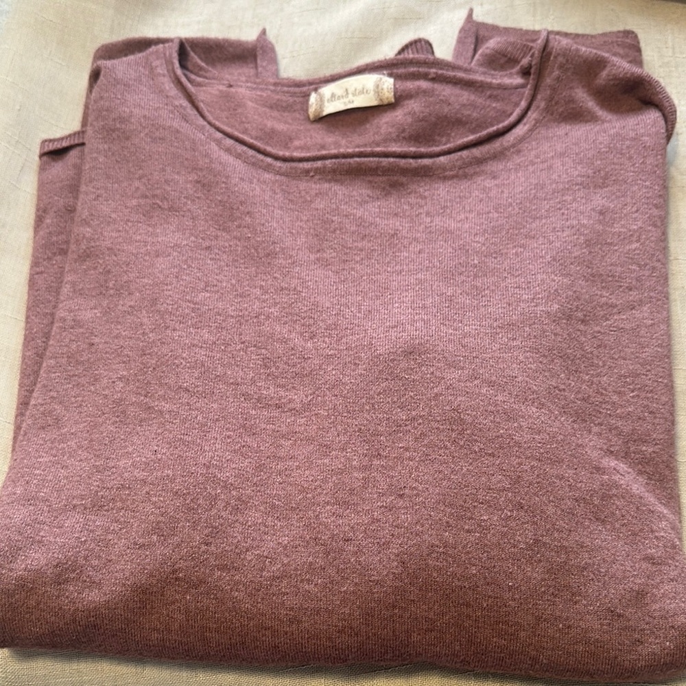 Altar'd State Brown Crewneck Sweater with Textured Knit